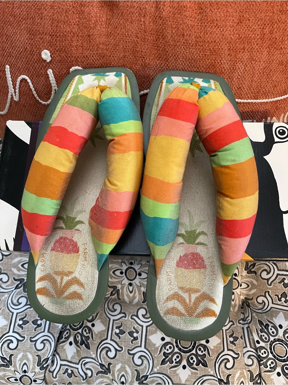 FARM Rio Multicolor Striped Platform Flip Flop Slippers